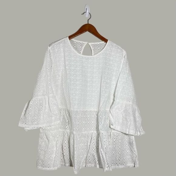Blouse White Color 3XL 100‎ % Cotton SHEIN CURVE - Picture 1 of 16